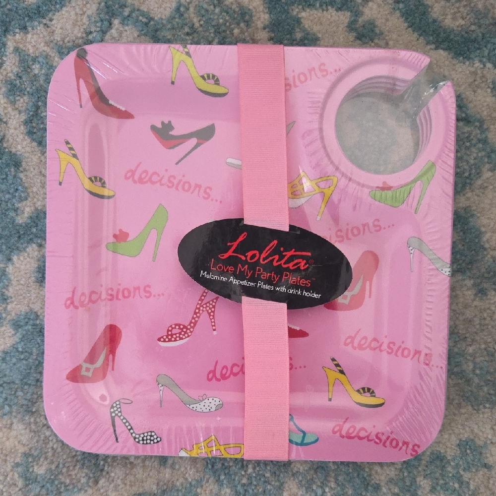 Lolita White and Pink Stiletto Plates